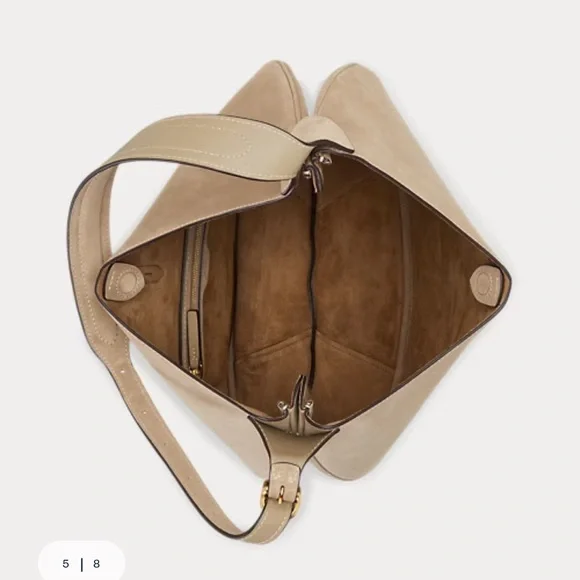 Ralph Lauren Polo ID Suede Large Shoulder Bag - Picture 4 of 12